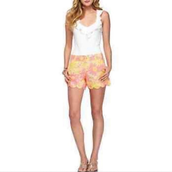Lilly Pulitzer Sunkissed Yellow Orange Sunkissed Print Buttercup Shorts Size 2 - Picture 2 of 14